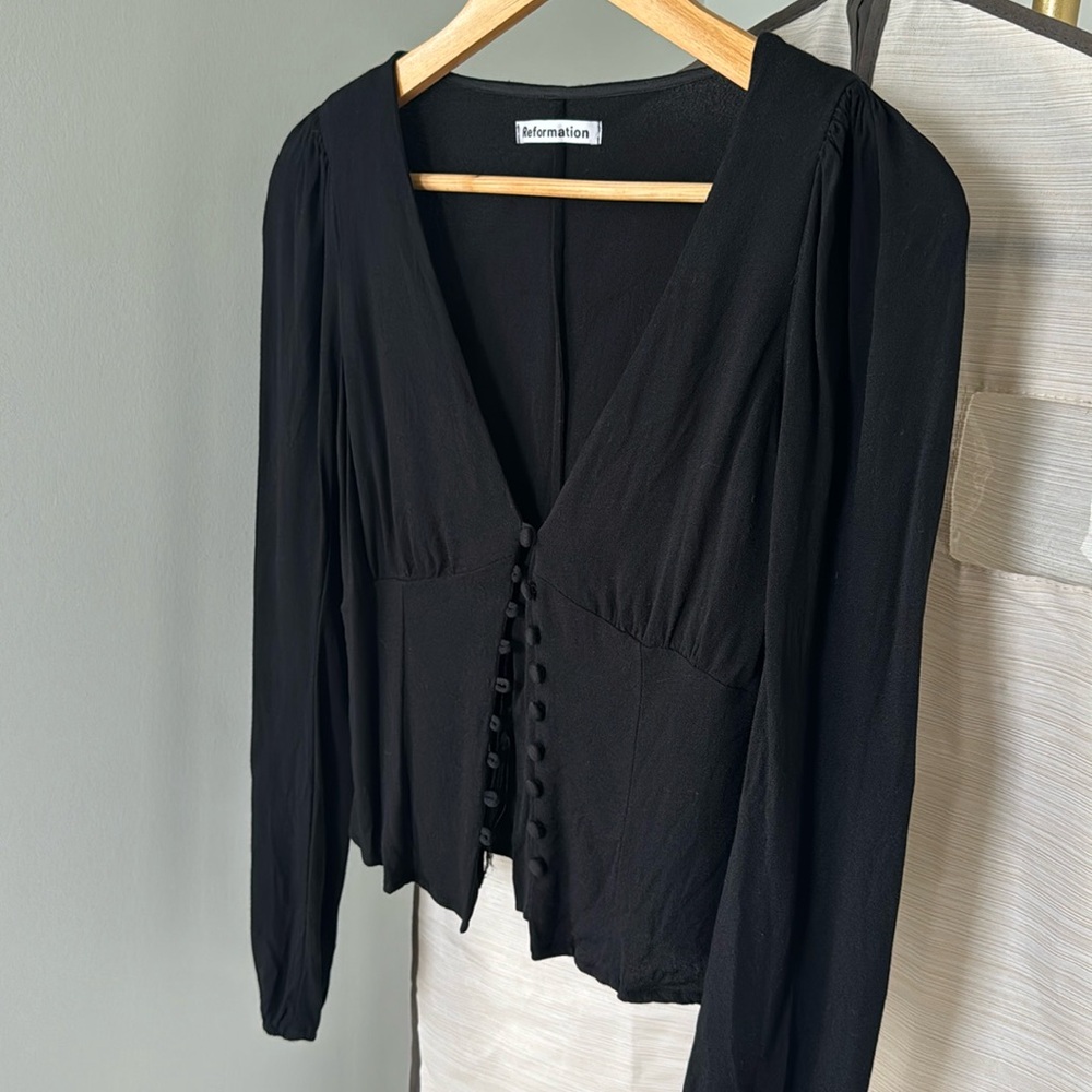 Reformation Long Sleeve Button Front Top